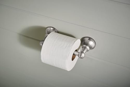 Moen Vale Brushed Nickel Double Post Pivoting Toilet Paper Holder, Wall Mounted Lavatory Tissue Storage for Bathroom, RV, DN4408BN