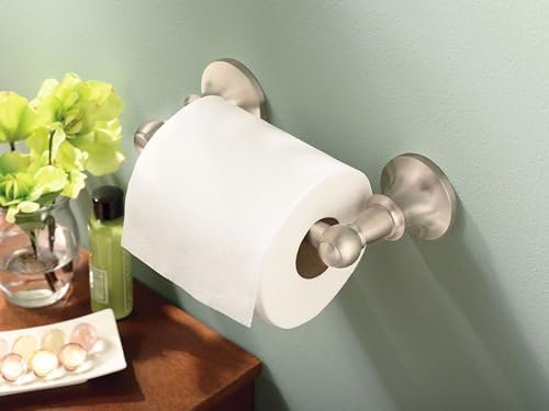 Moen Vale Brushed Nickel Double Post Pivoting Toilet Paper Holder, Wall Mounted Lavatory Tissue Storage for Bathroom, RV, DN4408BN