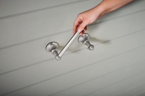 Moen Vale Brushed Nickel Double Post Pivoting Toilet Paper Holder, Wall Mounted Lavatory Tissue Storage for Bathroom, RV, DN4408BN