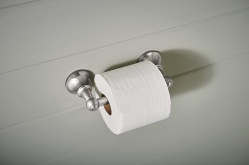 Moen Vale Brushed Nickel Double Post Pivoting Toilet Paper Holder, Wall Mounted Lavatory Tissue Storage for Bathroom, RV, DN4408BN