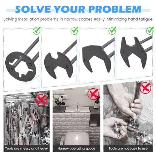 Multi-Purpose Basin Wrench Set, 2-Piece Universal 7 Sizes Plumbing Tool for Tight Spaces | Perfect for Faucet Installation & Repairs