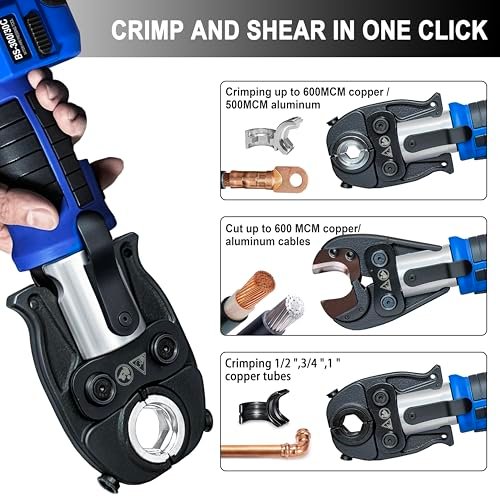 Multifunctional Hydraulic Crimping Tools 18V Hydraulic Cable Crimper + Copper Pipe Crimper + Cable Cutter, ProPress Tools Cable Crimping Tool, Cable Cutting Tool, Copper Crimping Tools