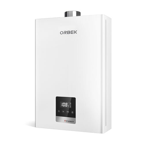 Natural Gas Tankless Water Heater - ORBEK 100,000 BTU Up to 4.3 GPM Indoor Installation - CSA Certified On-Demand Instant Hot Water Heater 3/4" NPT Connector Size