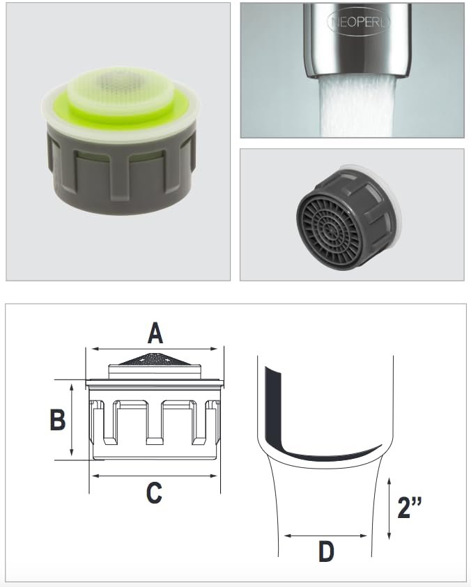 Neoperl Faucet Cascade Aerator Low Flow 0.5 gpm Aerated Bathroom Stream Standard Dual Threaded (Lime Single), 31 2200