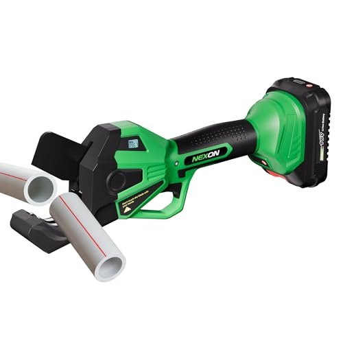 NEXON Electric PVC Pipe Cutter, Cuts up to1-1/2",18V Cordless Ratcheting Pipe Shear with LCD Display & Rechargeable Battery, Plastic Pipe Cutter, PEX Pipe Cutter, PVC Cutter Tool, PVC Ratchet Cutter