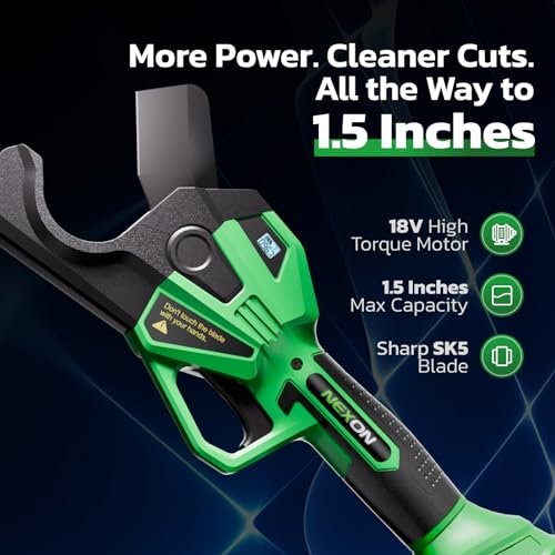 NEXON Electric PVC Pipe Cutter, Cuts up to1-1/2",18V Cordless Ratcheting Pipe Shear with LCD Display & Rechargeable Battery, Plastic Pipe Cutter, PEX Pipe Cutter, PVC Cutter Tool, PVC Ratchet Cutter