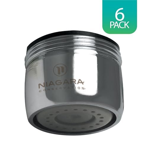 Niagara Conservation N3205N-PC-TU 1-Spray 0.5 GPM .94-in. Pressure-Compensating Needle-Spray Faucet Aerator Chrome, 6-Pack | Bathroom Sink and Kitchen Sink Aerator for Home Improvement