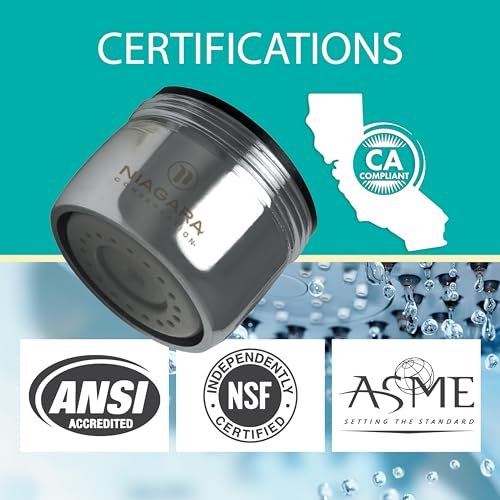 Niagara Conservation N3205N-PC-TU 1-Spray 0.5 GPM .94-in. Pressure-Compensating Needle-Spray Faucet Aerator Chrome, 6-Pack | Bathroom Sink and Kitchen Sink Aerator for Home Improvement