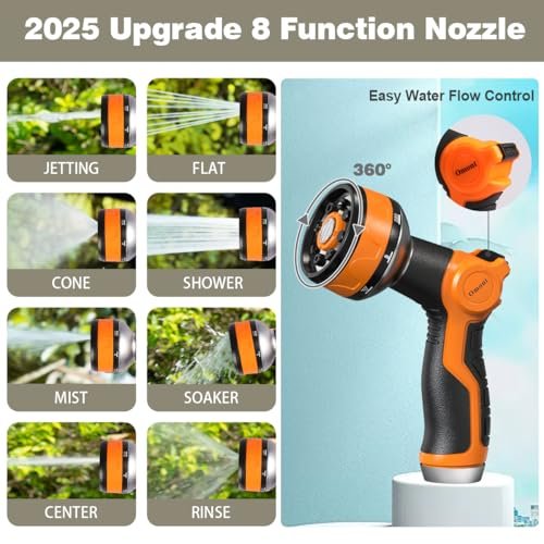 Omont Metal Garden Hose 50FT, Heavy Duty 304 Stainless Steel Water Hoses with Nozzle, Flexible Garden Hose, Lightweight, Rust Proof, No-Kink & Tangle for Yard, Outdoor, RV