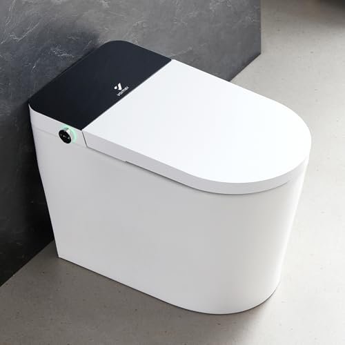 One Piece Toilets, Tankless Toilet, Modern Bathroom Toilets Bowl, Updated PP Lids & Dual 1.0/1.28 GPF Foot Sensor Power Flush, 18 inch Comfort ADA Height Soft Closing Seat, 12" Rough-in, CEC Certified