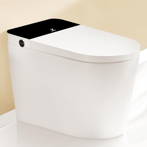 One Piece Toilets, Tankless Toilet, Modern Bathroom Toilets Bowl, Updated PP Lids & Dual 1.0/1.28 GPF Foot Sensor Power Flush, 18 inch Comfort ADA Height Soft Closing Seat, 12" Rough-in, CEC Certified