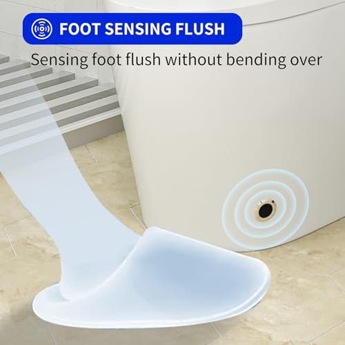 One Piece Toilets, Tankless Toilet, Modern Bathroom Toilets Bowl, Updated PP Lids & Dual 1.0/1.28 GPF Foot Sensor Power Flush, 18 inch Comfort ADA Height Soft Closing Seat, 12" Rough-in, CEC Certified