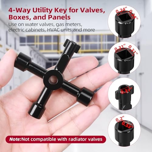 Oriflame Angle Stop Wrench Kit: Adjustable Plumbing Tool Set for 15/16″, 5/8″, 3/8″, and 1/2″ Compression Fittings, Ideal for Faucet, Sink, Toilet, Pipe, Shower Valve Installation and Removal (Black)