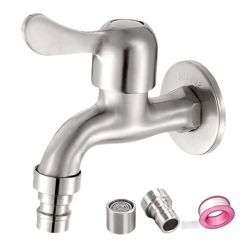 Outdoor Garden Bibb Spigot Washing Machine Faucet,1/2" Male NPT Inlet Mop Sink Faucet,Easy to Install Utility Room Faucets with 2 Filter (Short)
