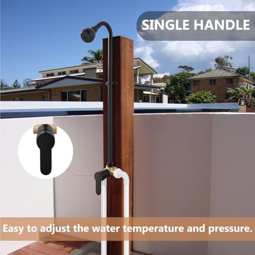 Outdoor Shower Kit Fixtures Faucet,Outside Shower with Single Handle for Backyard,Valve Included,Matte Black