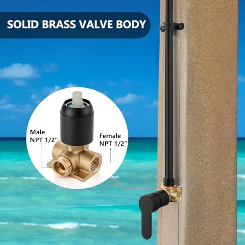 Outdoor Shower Kit Fixtures Faucet,Outside Shower with Single Handle for Backyard,Valve Included,Matte Black