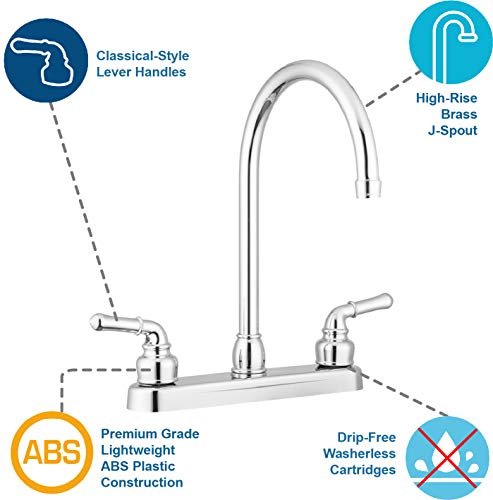 Pacific Bay Lynden Modern High Arc Kitchen Sink Faucet - Metallic Plating Over ABS Plastic - (Polished Chrome)