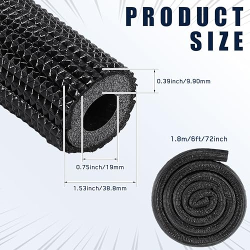 Pangda 4 Pcs 6 ft Pipe Insulation Foam Tube Heat Preservation Insulated Foam Anti Slip Tubing Cover Wrap for Water and Air Conditioning Copper Winter(0.75 x 0.39 x 72 Inch,Black)