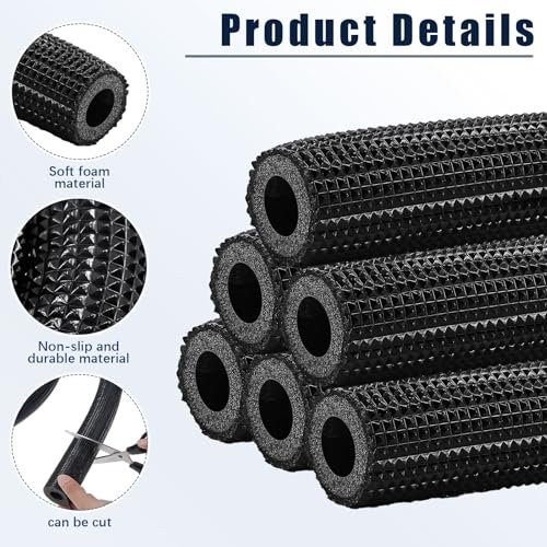 Pangda 4 Pcs 6 ft Pipe Insulation Foam Tube Heat Preservation Insulated Foam Anti Slip Tubing Cover Wrap for Water and Air Conditioning Copper Winter(0.75 x 0.39 x 72 Inch,Black)