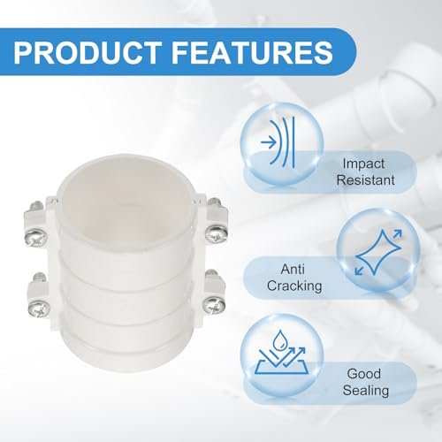 PATIKIL 2 Inch Water Pipe Repair Clamp PVC Leak Sealer for OD 50mm PE/PPR/Pipes and Plumbing (Length 2.7 Inch), White