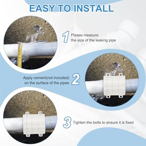 PATIKIL 2 Inch Water Pipe Repair Clamp PVC Leak Sealer for OD 50mm PE/PPR/Pipes and Plumbing (Length 2.7 Inch), White