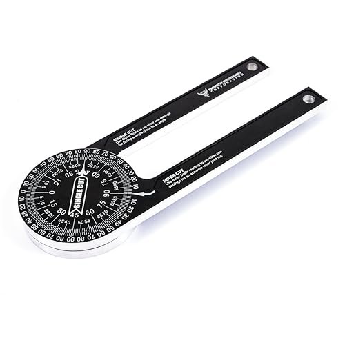 PEC Miter Protractor – 7¼" Manual Angle Finder with Laser-Etched Graduations, 360° Rotation, Durable Aluminum Protractor for Carpentry, Plumbing, and Trim Work
