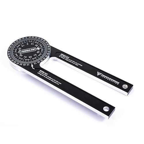 PEC Miter Protractor – 7¼" Manual Angle Finder with Laser-Etched Graduations, 360° Rotation, Durable Aluminum Protractor for Carpentry, Plumbing, and Trim Work