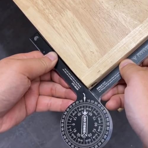 PEC Miter Protractor – 7¼" Manual Angle Finder with Laser-Etched Graduations, 360° Rotation, Durable Aluminum Protractor for Carpentry, Plumbing, and Trim Work