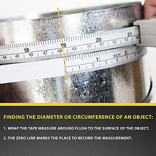 Perfect Pi Diameter Circumference Tape Measure - Imperial and Metric Tape Measure 1/2-inch by 12ft / 3.5m - Use for Measuring Cylindrical Objects - (Pipe Tape, Tree Tape) Model DCT121