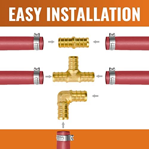 Pex Fittings 1/2 Inch, 36 PCS SUNGATOR 1/2 Inch Pex Fittings Set, 12 Each PEX Elbow Tee Coupling, 1/2" Pex Fittings For Pex Pipe, No Lead Brass, ASTM F1807