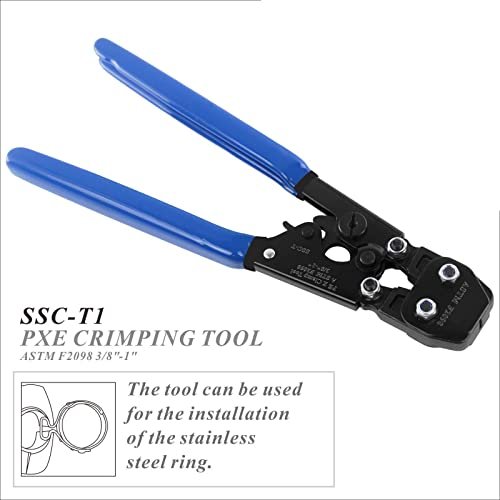 PEX Pipe Clamp Cinch Tool Crimping Tool Crimper for Stainless Steel Clamps from 3/8-inch to 1-inch with 1/2-inch 10PCS and 3/4-inch 10PCS SS PEX Clamps,with Pipe Cutter