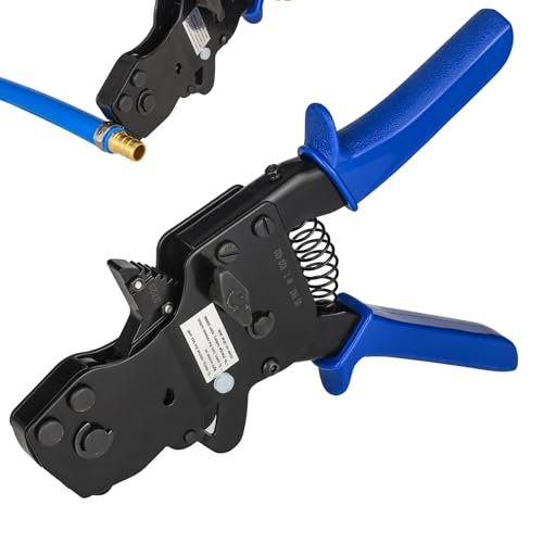PEX Ratchet Cinch Clamp Tool for Stainless Steel Clamp Rings, One-Hand Ratchet Design Crimper Tool from 3/8", 1/2", 3/4", 5/8" and 1", ASTM2098