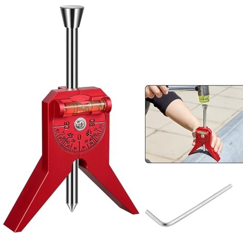 Pipe Center Finder, Magnetic Centering Head Tool to Measure Pipe Diameter 0.5" to 4", Y-Shape Design with Adjustable Dial Bubble Protractor for Pipefitters & Plumbers（red）