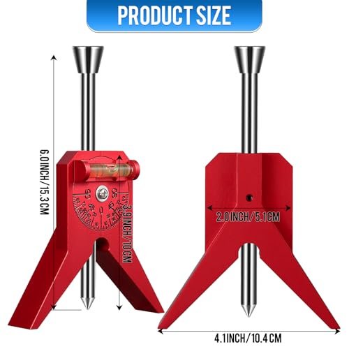 Pipe Center Finder, Magnetic Centering Head Tool to Measure Pipe Diameter 0.5" to 4", Y-Shape Design with Adjustable Dial Bubble Protractor for Pipefitters & Plumbers（red）