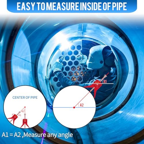 Pipe Center Finder, Magnetic Centering Head Tool to Measure Pipe Diameter 0.5" to 4", Y-Shape Design with Adjustable Dial Bubble Protractor for Pipefitters & Plumbers（red）