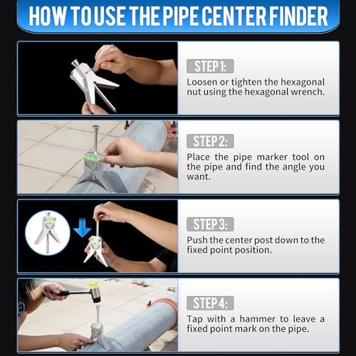 Pipe Center Finder, Magnetic Centering Head Tool to Measure Pipe Diameter 0.5" to 4", Y-Shape Design with Adjustable Dial Bubble Protractor for Pipefitters & Plumbers（sliver）