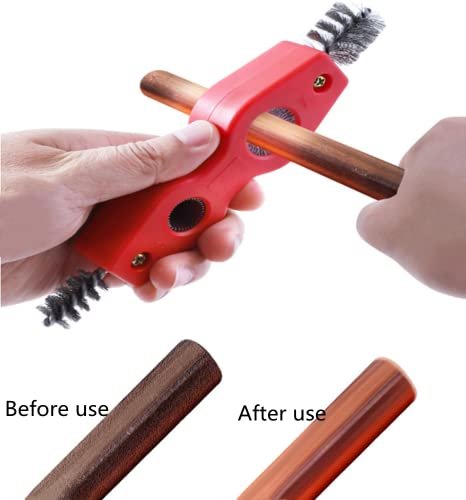 Pipe Cleaner Tool Set,Include 2 Piece Tube Scraper and 2 Piece 4 in 1 Pipe Cleaning Tool, Tube & Fitting Brush, Plumbing and Pipe Deburring Brush