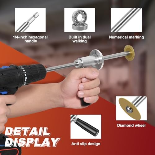Pipe Inside Cutter for PVC Pipe with 1PC Diamond Grit Cutting Wheel and 1/4" Hex Shank, 7 Inch Adjustable Cutting Depth Stainless Steel Plumbing Cutter Tool Fit for 1-1/2 Inch to 8 Inch Cut