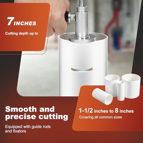 Pipe Inside Cutter for PVC Pipe with 1PC Diamond Grit Cutting Wheel and 1/4" Hex Shank, 7 Inch Adjustable Cutting Depth Stainless Steel Plumbing Cutter Tool Fit for 1-1/2 Inch to 8 Inch Cut