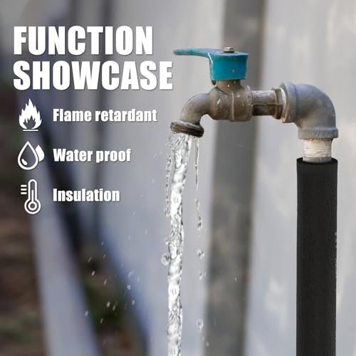 Pipe Insulation Foam Tube - Foam Pipe Insulation for Pipe Freeze Protection and Sharp Edge Protection 1/4" ID x 3/8" THK x 6FT
