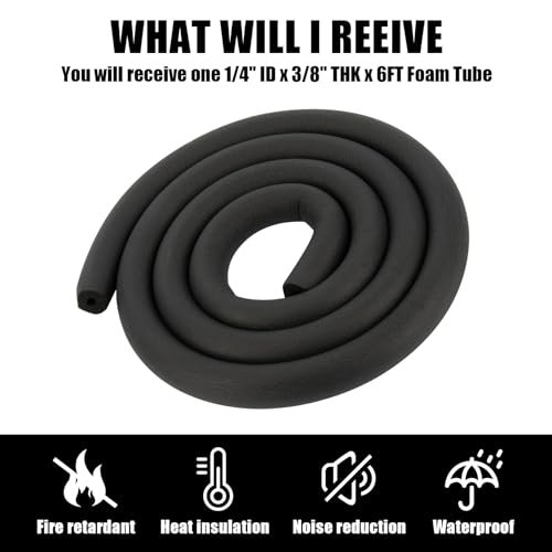 Pipe Insulation Foam Tube - Foam Pipe Insulation for Pipe Freeze Protection and Sharp Edge Protection 1/4" ID x 3/8" THK x 6FT