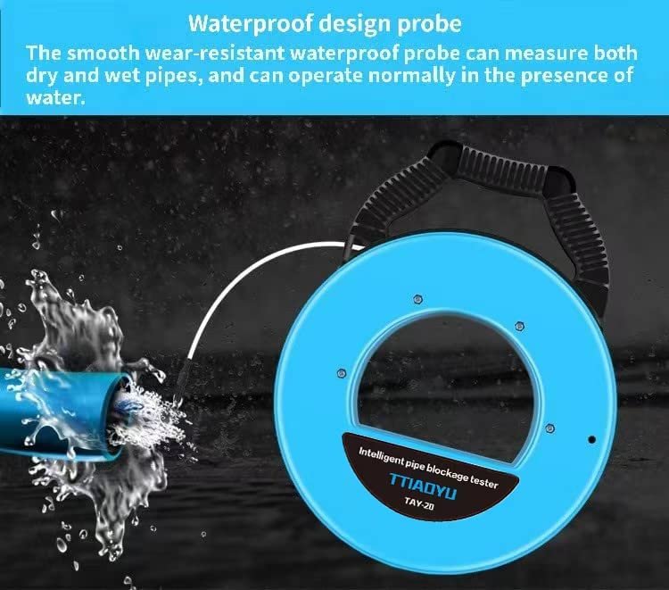 Pipe Locators, Water Pipe Blockage Detector for PVC/Plastic Underground Pipeline Blocking Clogging Finder Sewer Wall Scanner Plumbing Tools 30M