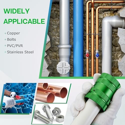 Pipe Reamer Tool, Copper PVC Tube Deburring Tool Plumping Tools Pipe Cleaner 1/4" to 1-5/8" Inner Outer Reamer Pipe Tubing Chamfer for Metal PVC PPR Copper Brass Aluminum(Green)