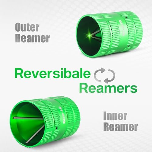 Pipe Reamer Tool, Copper PVC Tube Deburring Tool Plumping Tools Pipe Cleaner 1/4" to 1-5/8" Inner Outer Reamer Pipe Tubing Chamfer for Metal PVC PPR Copper Brass Aluminum(Green)