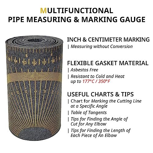 Pipe Wrap Around, Multipurpose Pipe Measuring Tool, Flex Angle Measuring and Marking Gauge