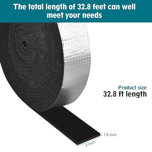 Pipe Wrap Insulation - 33 ft Outdoor Pipe Foam Insulation Tape Self Adhesive for Winter Freeze Protection Insulation Wrap - Aluminum Foil Finish-2" x 33FT