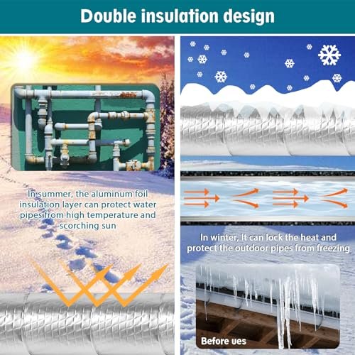 Pipe Wrap Insulation - 33 ft Outdoor Pipe Foam Insulation Tape Self Adhesive for Winter Freeze Protection Insulation Wrap - Aluminum Foil Finish-2" x 33FT