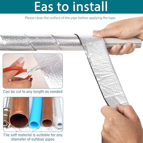 Pipe Wrap Insulation - 33 ft Outdoor Pipe Foam Insulation Tape Self Adhesive for Winter Freeze Protection Insulation Wrap - Aluminum Foil Finish-2" x 33FT