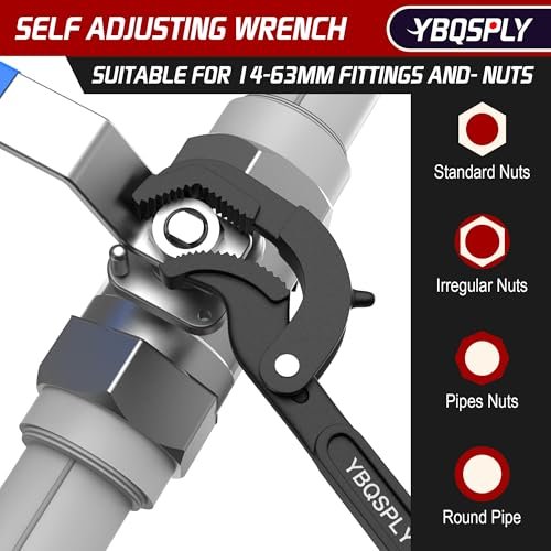 Pipe Wrench Set, 10” and 15” Self Adjusting Wrench 2-Piece Plumbing Tools - Pipe Vise Wrench Basin Wrench for 0.55“-2.48”/14-60mm Standard Nuts, Irregular Nuts, Pipes Use