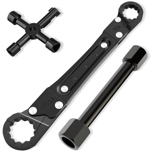 Plumbing Tools, Angle Stop Wrench Angle-On Wrench kit, plumbers wrench Angle Stop Removal Tool for professional plumber Installing New Compression Angle Stop and Removing Compression Ring